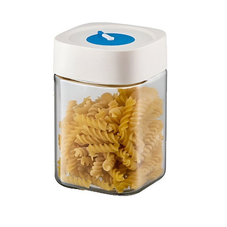 Borcan din Sticla de Inalta Calitate, Flippy, Capac Ermetic, Uz Casnic, Depozitarea Condimentelor sau a Alimentelor Umede si Uscate, 1000 mL, 10x10x15.5 cm, Alb-0