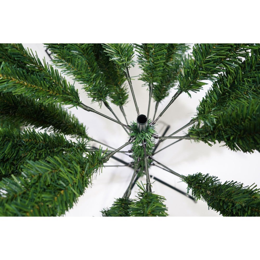 Brad artificial de Craciun, clasic, pentru interior/exterior, inaltime 210 cm, diametru 125 cm, 957 ramuri, Flippy, verde, suport metalic inclus-2