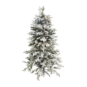 Brad Artificial de Craciun, Flippy, 1.5 m inaltime, Verde, Pulverizat complet alb-tip zapada, Interior/ Exterior, Ramuri bogate, Resigilat-0