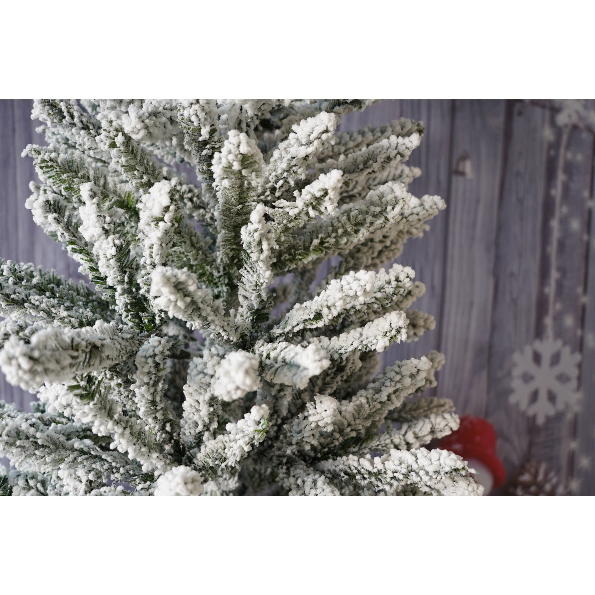 Brad Artificial de Craciun, Flippy, 1.8 m inaltime, Verde, Pulverizat alb-tip zapada, Diametru inferior 110 cm, Interior/ Exterior-3