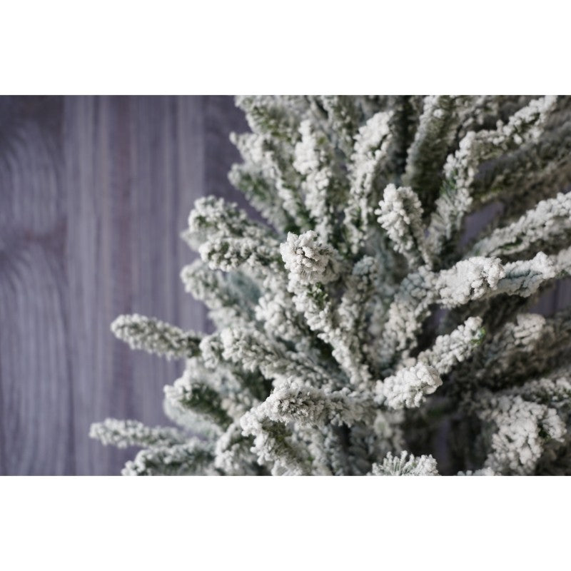 Brad Artificial de Craciun, Flippy, 1.8 m inaltime, Verde, Pulverizat alb-tip zapada, Diametru inferior 110 cm, Interior/ Exterior-13