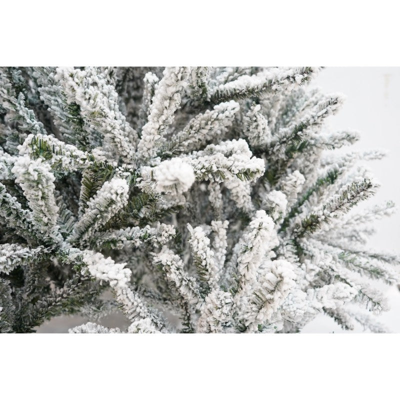 Brad Artificial de Craciun, Flippy, 1.8 m inaltime, Verde, Pulverizat alb-tip zapada, Diametru inferior 110 cm, Interior/ Exterior-17