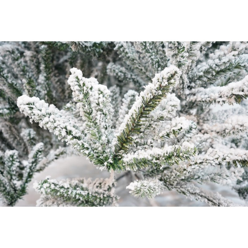Brad Artificial de Craciun, Flippy, 2.10 m inaltime, Verde, Pulverizat alb-tip zapada, Diametru inferior 130 cm, Interior/ Exterior-12