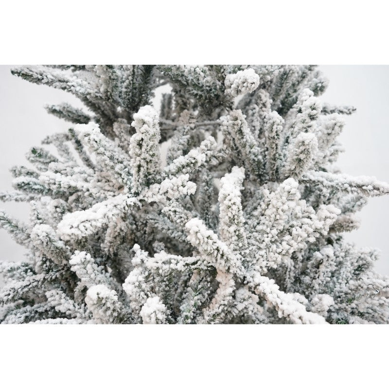 Brad Artificial de Craciun, Flippy, 2.10 m inaltime, Verde, Pulverizat alb-tip zapada, Diametru inferior 130 cm, Interior/ Exterior-13