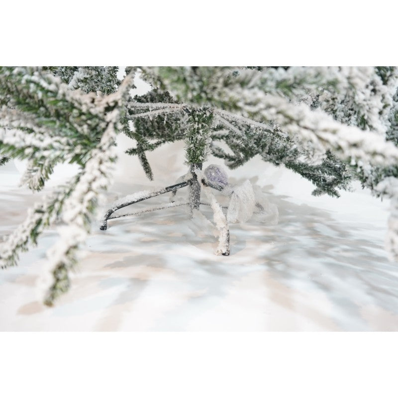 Brad Artificial de Craciun, Flippy, 2.10 m inaltime, Verde, Pulverizat alb-tip zapada, Diametru inferior 130 cm, Interior/ Exterior-16