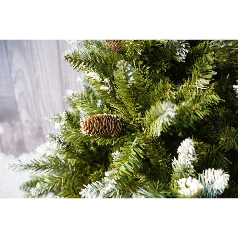 Brad Artificial bogat de Craciun, Flippy, 2.10 m inaltime, Verde, Pulverizat alb-tip zapada, Interior/ Exterior, 1266 ramuri-3