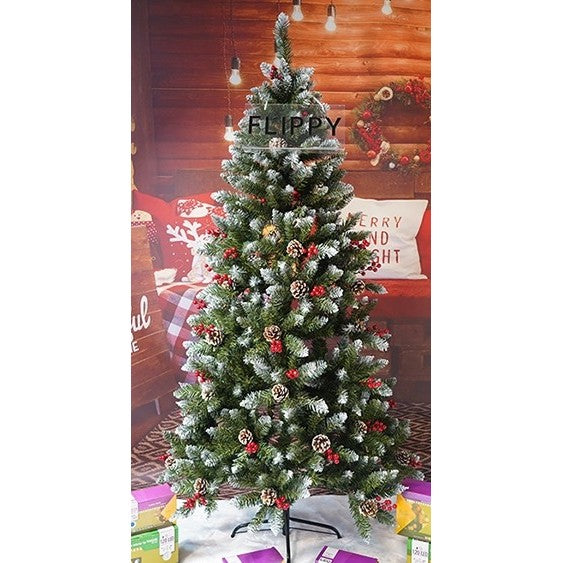 Brad Artificial de Craciun, Flippy, Sectionat pentru Perete/ Colt, 1.80 m inaltime, Verde, Decorat, Diametru Inferior 95 cm, Interior/ Exterior-1