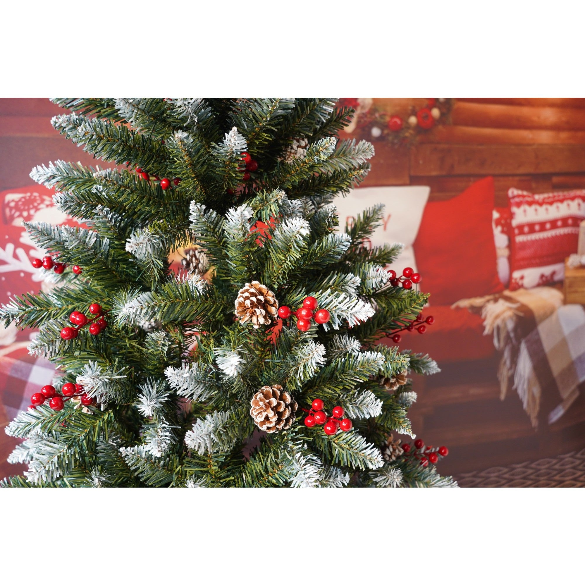 Brad Artificial de Craciun, Flippy, Sectionat pentru Perete/ Colt, 1.80 m inaltime, Verde, Decorat, Diametru Inferior 95 cm, Interior/ Exterior-3