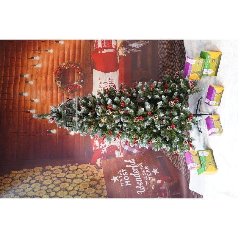 Brad Artificial de Craciun, Flippy, Sectionat pentru Perete/ Colt, 1.80 m inaltime, Verde, Decorat, Diametru Inferior 95 cm, Interior/ Exterior-18