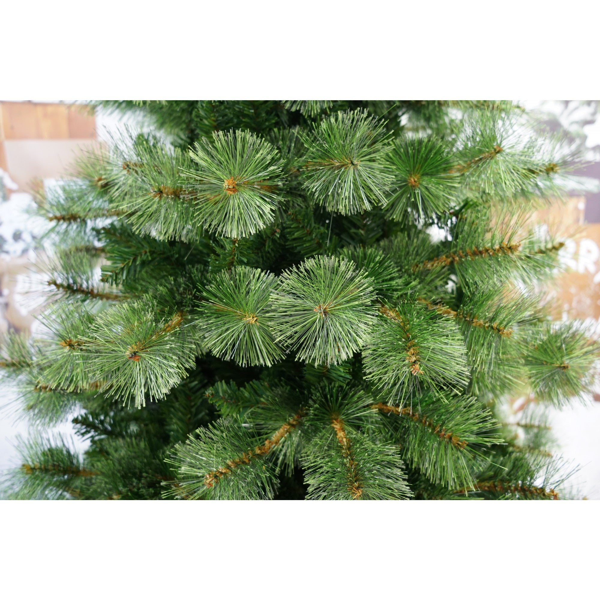 Brad artificial de Craciun tip pin, Bogat Premium, inaltime 240 cm, 1420 ramuri, Flippy, verde, suport metalic inclus-4