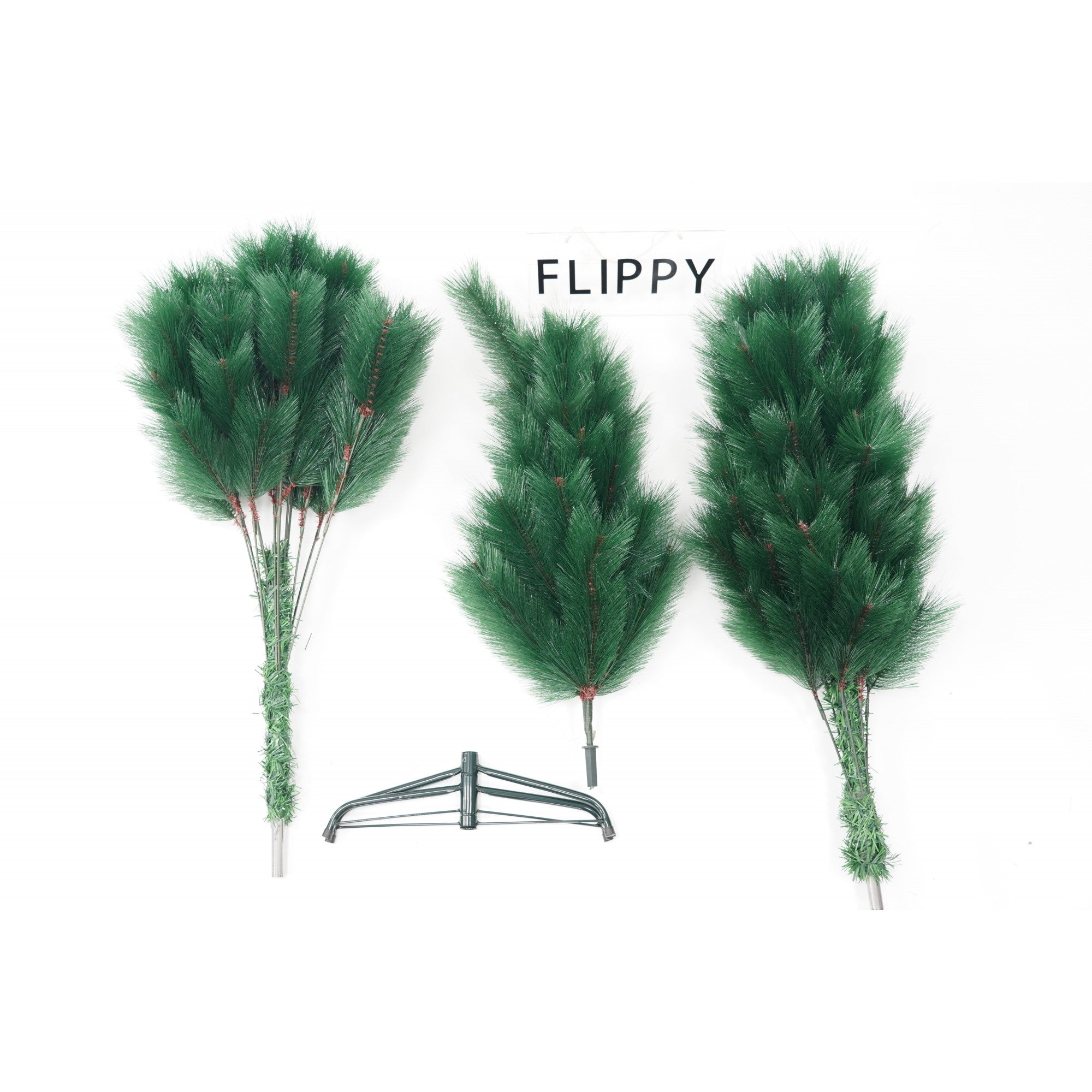 Brad artificial de Craciun tip pin, clasic, pentru interior/exterior, inaltime 180 cm, Flippy, verde, suport metalic inclus-3