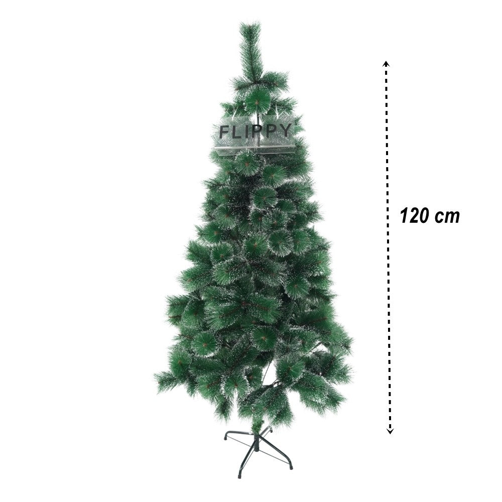 Brad artificial de Craciun tip pin nins, pentru interior/exterior, inaltime 120 cm, Flippy, verde, suport metalic inclus-5
