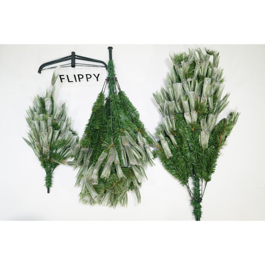 Brad artificial de Craciun tip pin, pentru interior/exterior, inaltime 150 cm, diametru 92 cm, 400 ramuri, Flippy, verde, suport metalic inclus-1