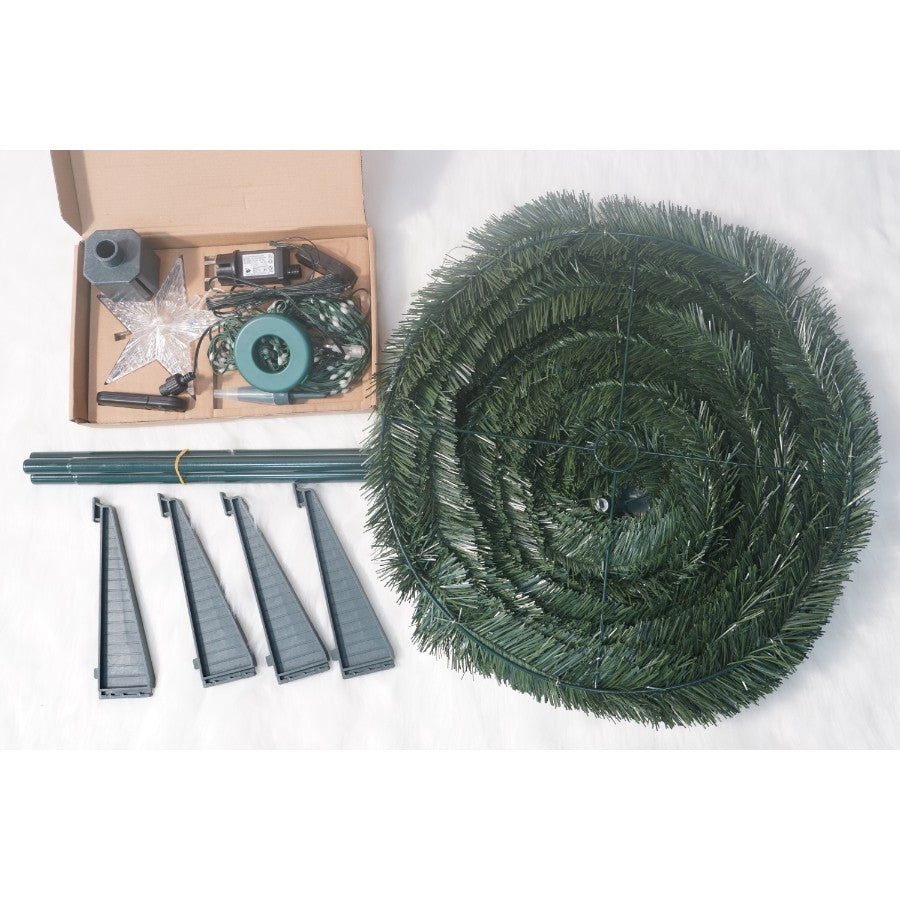 Brad artificial Pop-Up Flippy, cu instalatie integrata, Lumini RGB, Suport inclus, Stea luminata, 304 Led, 180 cm, Material PVC, Verde-1