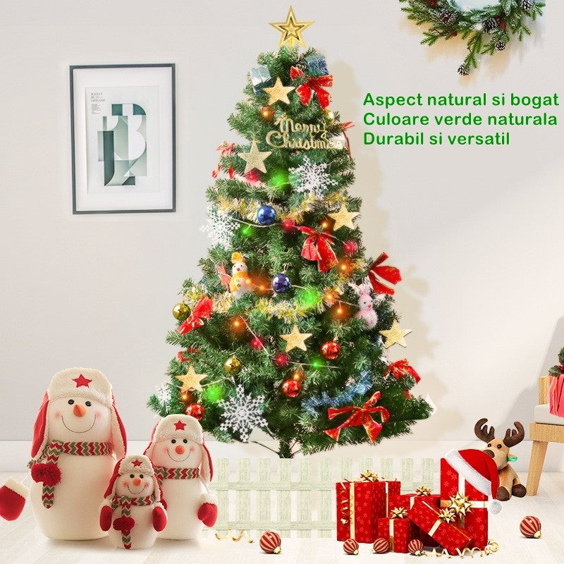 Brad de Craciun artificial cu suport inclus Flippy, 210 cm, 800 ramuri/varfuri, material plastic, suport clasic, fara iluminare, utilizat pentru interior/exterior, verde-6