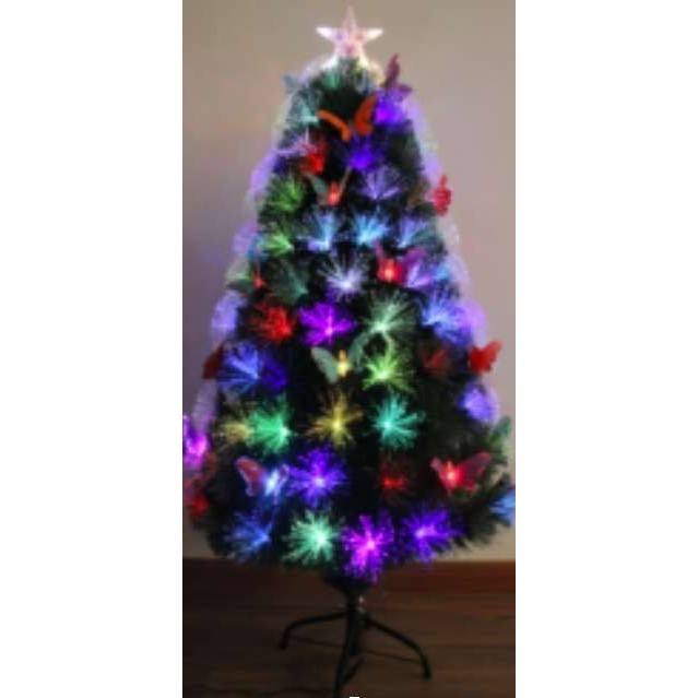 Brazi de Craciun cu fibra optica colorata cu fluturasi - 150cm-1