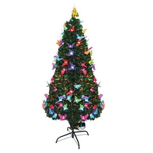 Brazi de Craciun cu fibra optica colorata cu fluturasi - 150cm-0