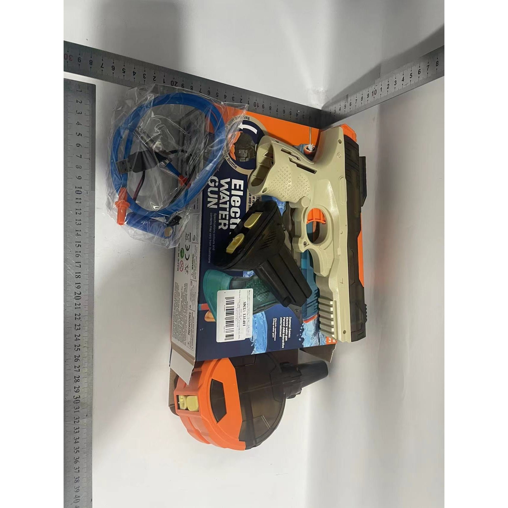 Pistol cu apa 2in1 pentru copii Flippy, 2 Rezervoare de 75 si 300 mL, Reglabil, material ABS/silicon, Electric, Baterie, Furtun, Maro-1