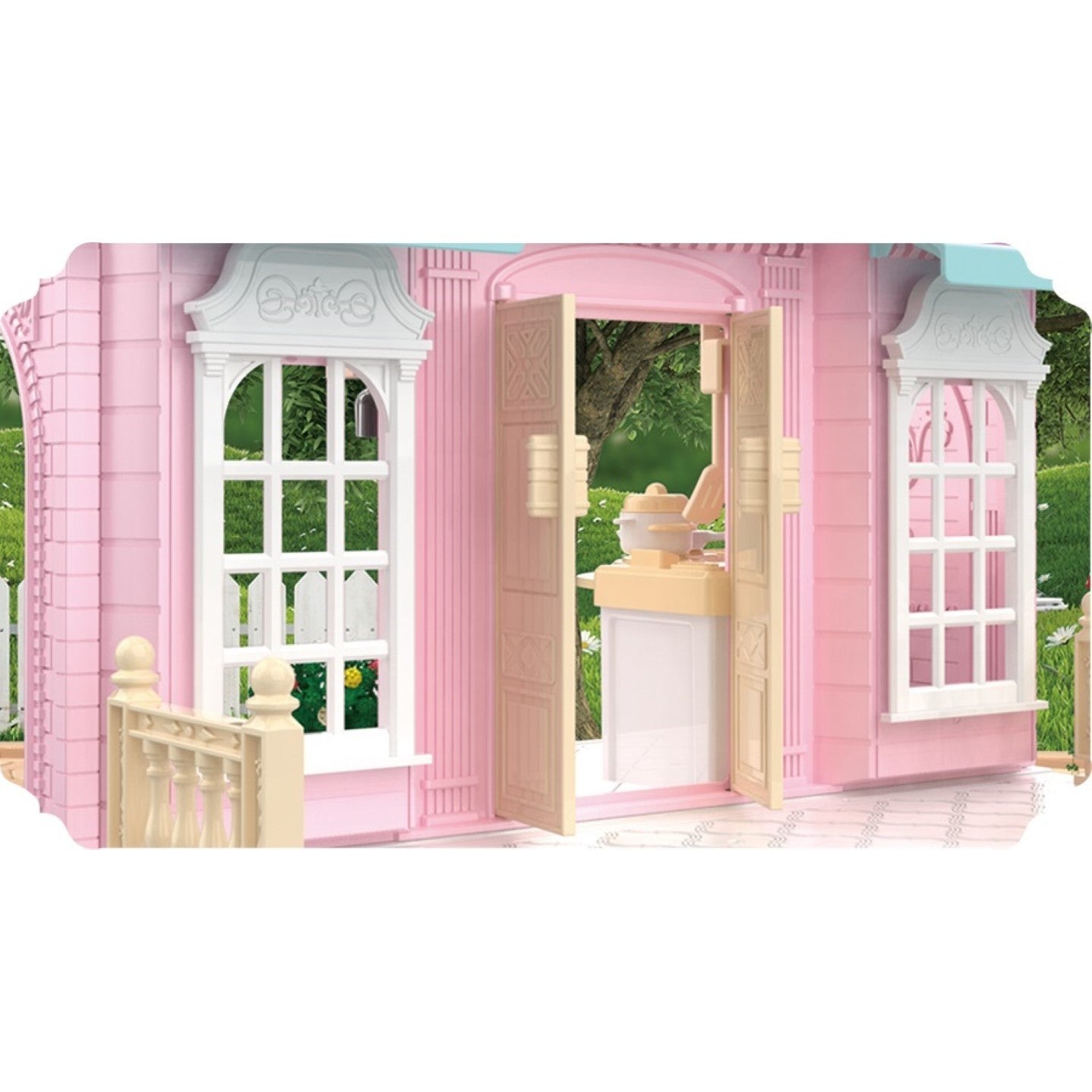 Bucatarie pentru papusi cu mobilier si figurina-7