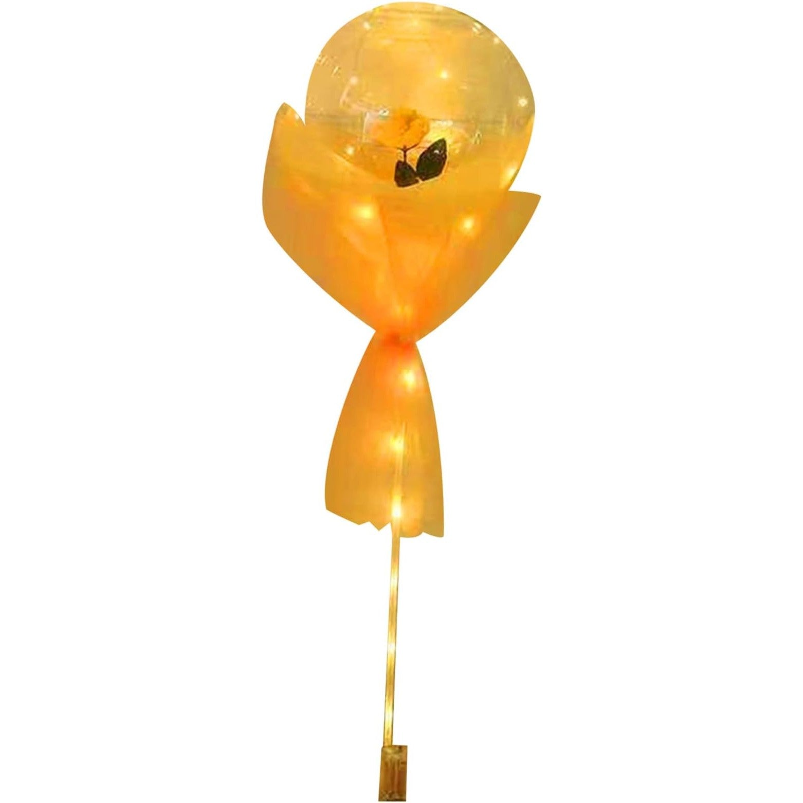 Buchet Decorativ, Flippy, Trandafir in Balon cu Lumini Led, Diametru 35 cm, 2 x Baterii AA (neincluse), Sampanie-0