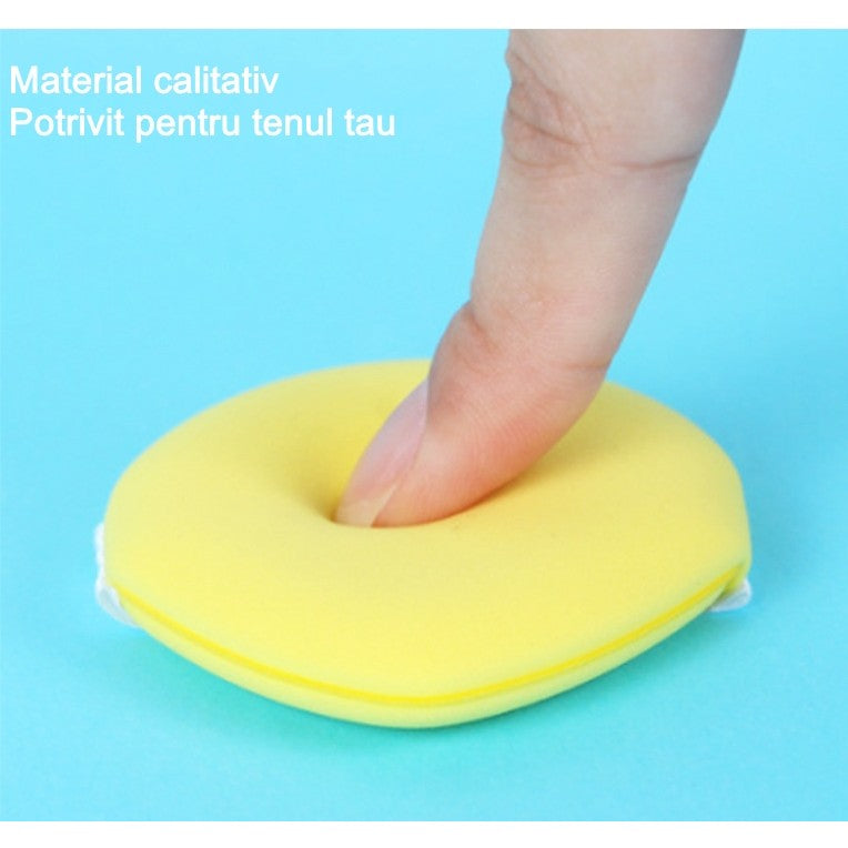 Burete de Machiaj Triunghi Flippy, Reutilizabili, Utilizare Umeda sau Uscata, 5.5 x 5.5 x 0.9 cm, Powder Puff, Galben-3