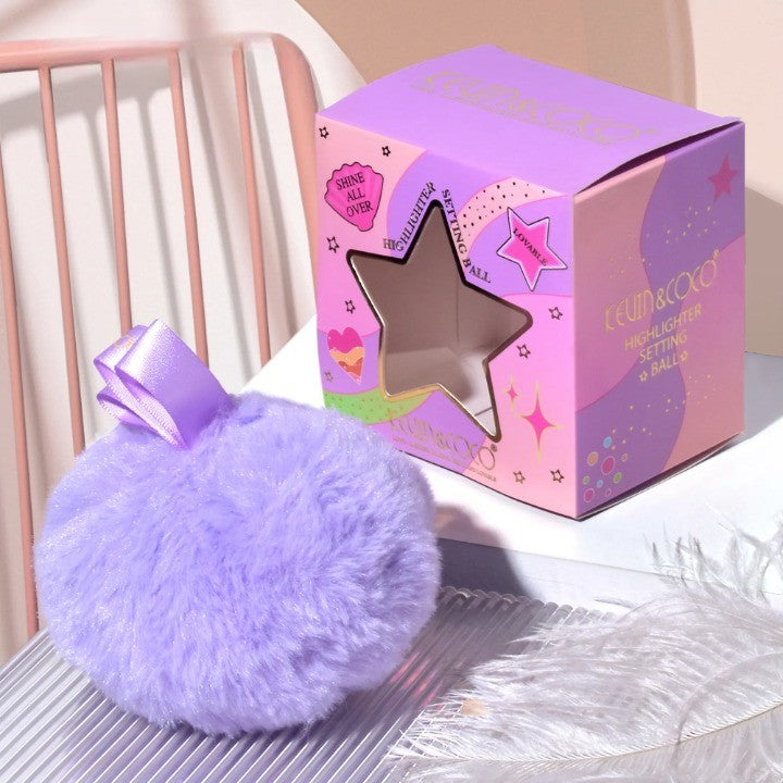 Aplicator pentru Iluminator/Pudra, Tip Buretel Pufos, Kevin & Coco, 9.6 x 9.6 x 7.2cm, Mov-1