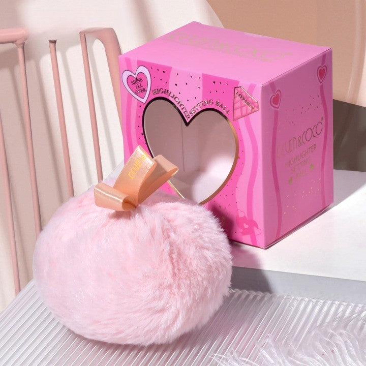 Aplicator pentru Iluminator/Pudra, Tip Buretel Pufos, Kevin & Coco, 9.6 x 9.6 x 7.2cm, Roz-1