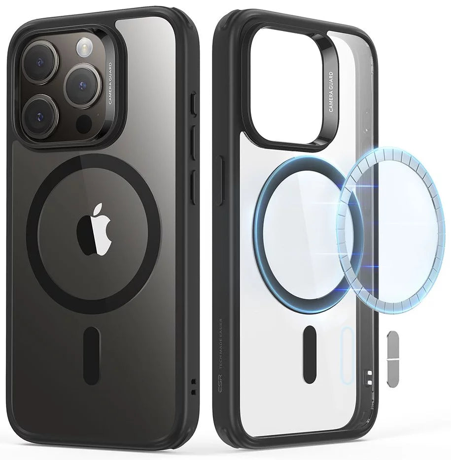 Husă ESR CH Halolock MagSafe pentru iPhone 15 Pro, transparentă/neagră.