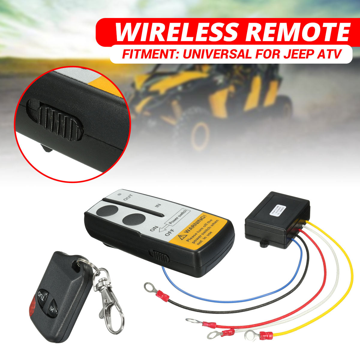 Modul cu 2 telecomenzi Wireless pentru actionare Troliu, destinatie Off-Road, ATV, SSV, QUAD (AVX-T290519-8)-1