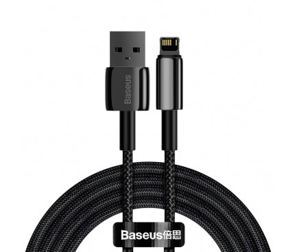 Cablu incarcare Baseus Tungsten Gold, USB la iPhone, 2.4A, 2m (negru)