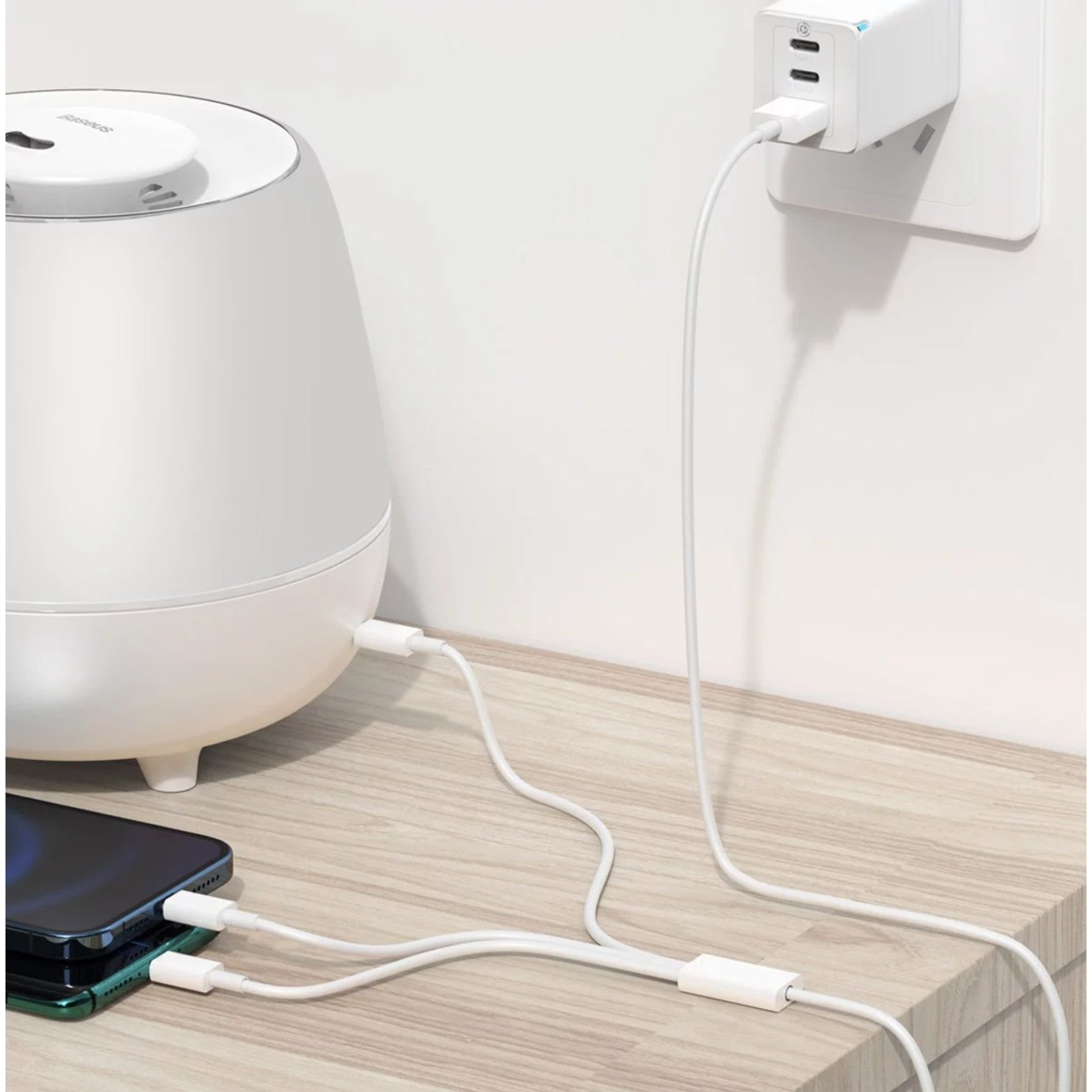 Cablu USB 3in1 Flippy SX - 21, USB la micro USB/USB-C/compatibil iphone, 3A, 1.2m (alb)-3