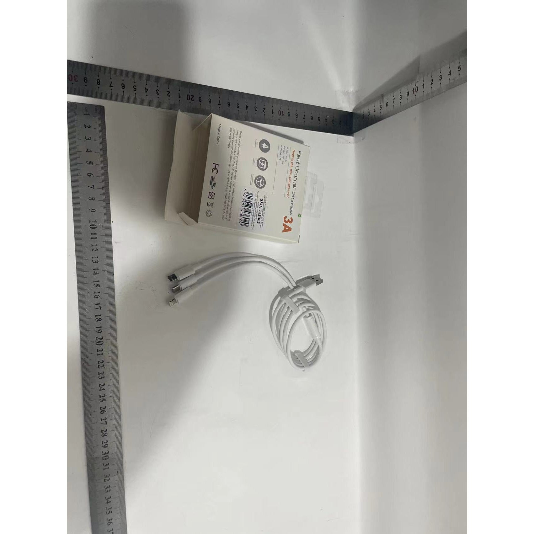 Cablu USB 3in1 Flippy SX - 21, USB la micro USB/USB-C/compatibil iphone, 3A, 1.2m (alb)-6