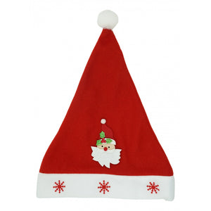 Caciulita de Mos Craciun, Flippy,cu model de Mos Craciun si ornament fulg de nea, rosie, marime universala, material textil-0