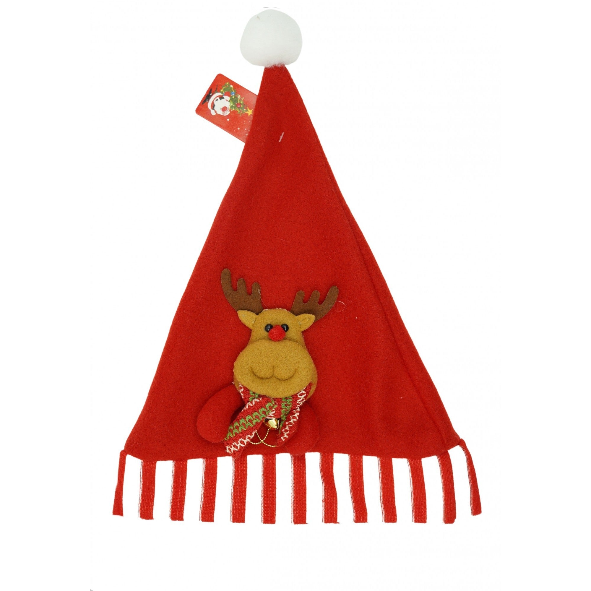 Caciulita de Mos Craciun, Flippy,cu model de Ren, rosie, marime universala, material textil-0