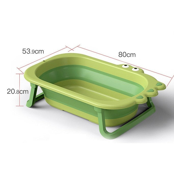 Cada Pliabila pentru Baie, Flippy, din PP+TPR, pentru Copii 0-6 Ani, Model Crocodil, Dop de Scurgere, 80x54x21 cm, Verde-2