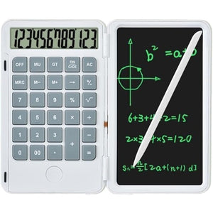 Calculator de Mana Reincarcabil cu Tabla de Scris, Flippy, Calculator Portabil, Ecran LCD, Afisaj cu 12 Cifre, Ecran de 15 cm, Culoare Alb-0