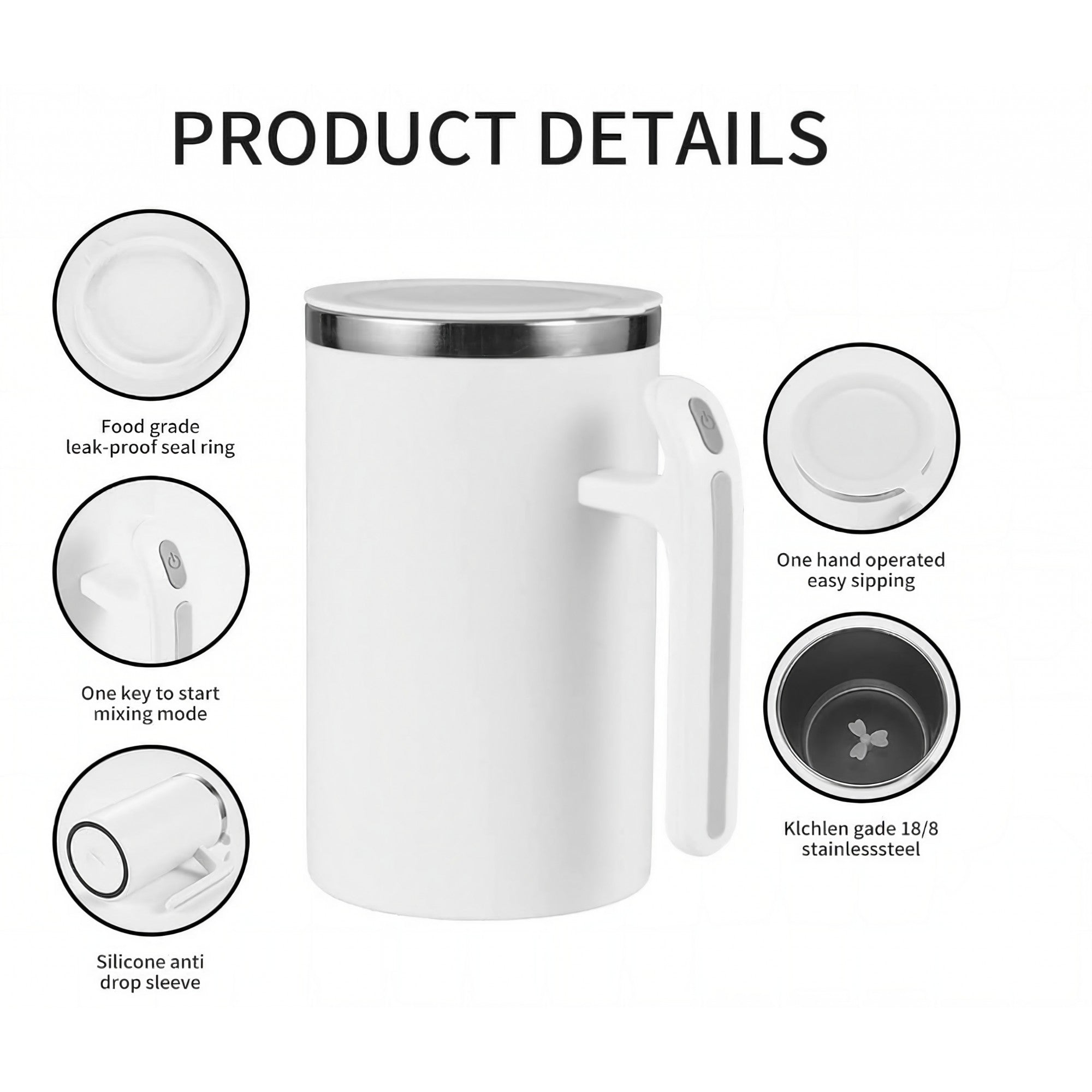 Cana portabila cu mixer incorporat, Flippy, pe baterii, 380 ml, alb-4