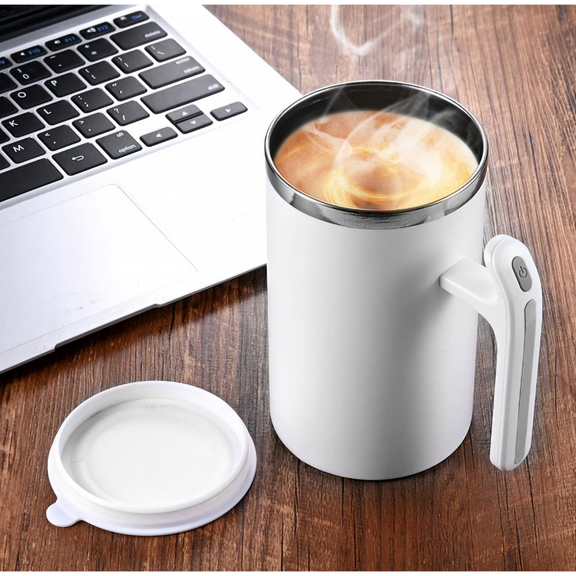 Cana portabila cu mixer incorporat, Flippy, pe baterii, 380 ml, alb-6