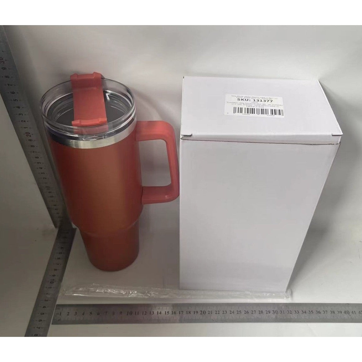 Cana Termos din Plastic, Flippy, pentru Bauturi Calde si Reci, cu Maner, 9.9x9.9x27 cm, Portocaliu-1