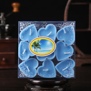 Set 9 Lumanari in Forma de Inima, Flippy, Model Ziua Indragostitilor, Aroma Tropicala, Albastru-0