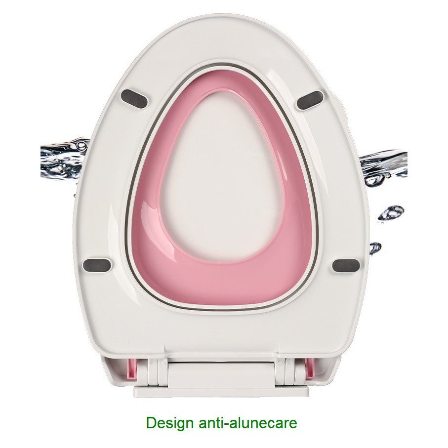 Capac de Toaleta cu Reductie 3 in 1, Flippy, pentru Copii +3 Ani si Adulti, Coborare Lenta si Silentioasa, Instalare Usoara, din PP5 , in Forma de O, Alb/Roz-3