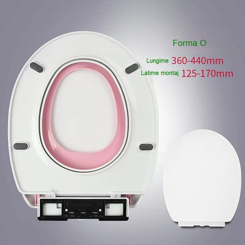 Capac de Toaleta cu Reductie 3 in 1, Flippy, pentru Copii +3 Ani si Adulti, Coborare Lenta si Silentioasa, Instalare Usoara, din PP5 , in Forma de O, Alb/Roz-7