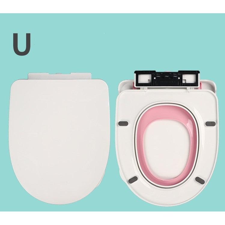 Capac de Toaleta cu Reductie 3 in 1, Flippy, pentru Copii +3 Ani si Adulti, Coborare Lenta si Silentioasa, Instalare Usoara, din PP5 , in Forma de U, Alb/Roz-5