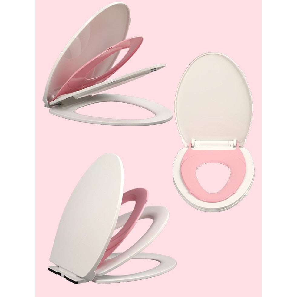 Capac de Toaleta cu Reductie 3 in 1, Flippy, pentru Copii +3 Ani si Adulti, Coborare Lenta si Silentioasa, Instalare Usoara, din PP5 , in Forma de U, Alb/Roz-6