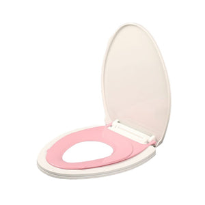 Capac de Toaleta cu Reductie 3 in 1, Flippy, pentru Copii +3 Ani si Adulti, Coborare Lenta si Silentioasa, Instalare Usoara, din PP5 , in Forma de V, Alb/Roz-0