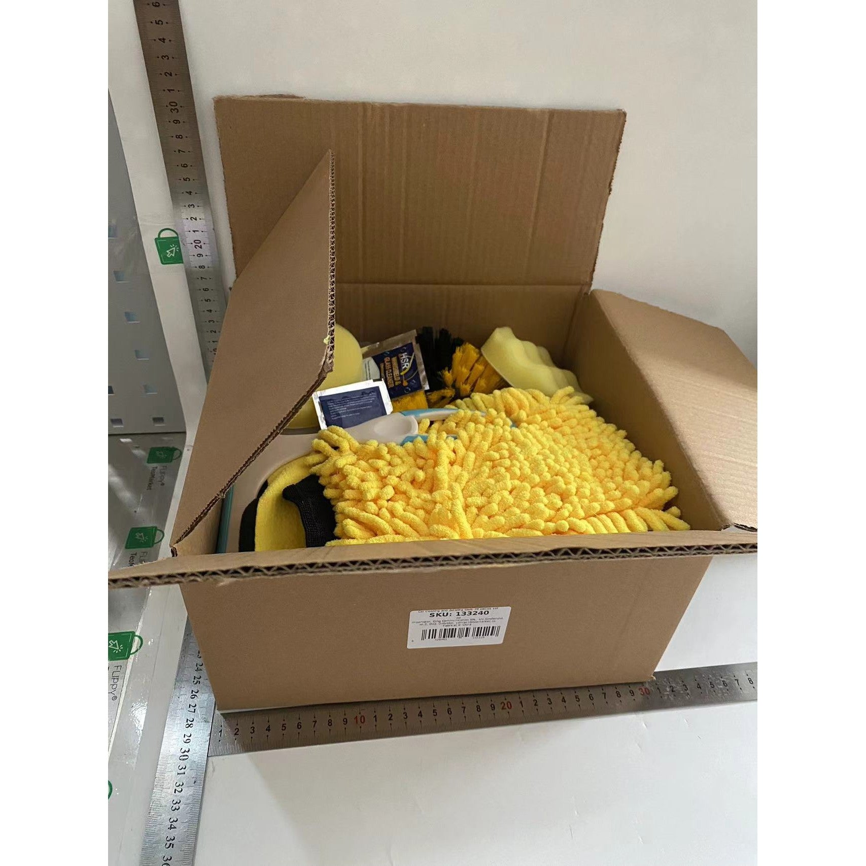 Set 26 Accesorii pentru Curatare Auto, Flippy, Interior si Exterior, Galben-1