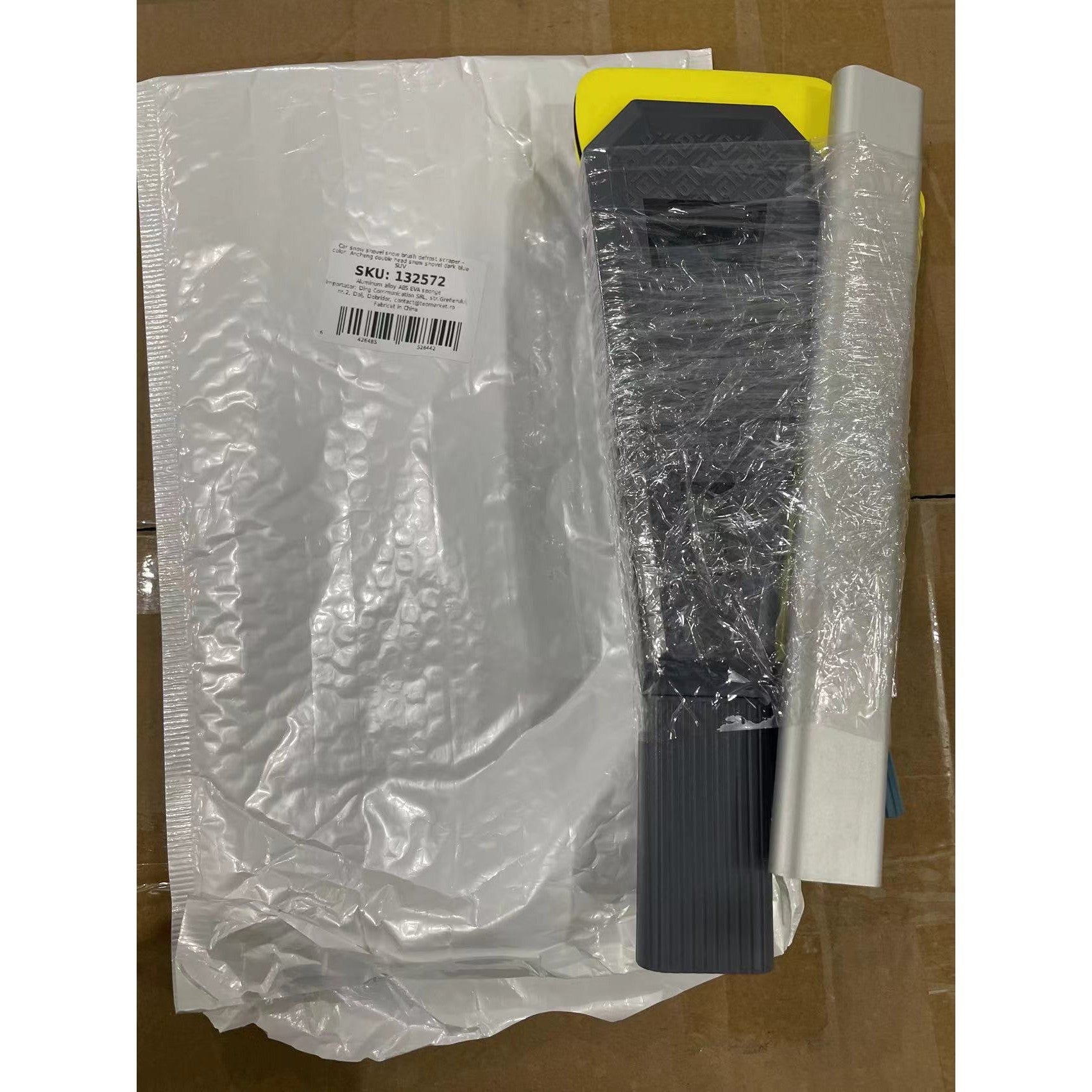 Racleta Auto pentru Zapada cu Doua Capete, Flippy, Universala, Deszapezire Masina, cu Maner Lung, Ergonomica, Detasabila, pentru Geamuri si Caroserie, Usor de Utilizat, 67x12.5 cm, Albastru-1