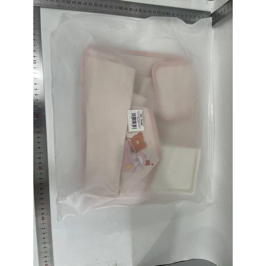 Geanta Multifunctionala de Depozitare, Flippy, pentru Bancheta din Spate a Masinii, Animat, Model Ursuleti, Scris Good Day, Suport Servetele si Telefon, 25x31 cm, Roz-1