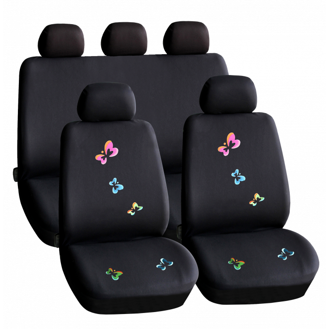 Set huse scaun auto ieftine, Universale 9 piese, model BUTTERFLY-0