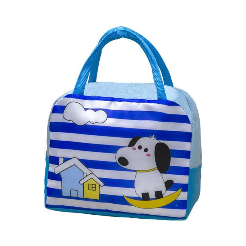 Geanta Termica pentru Pranz pentru Copii, Flippy, 23x13x19 cm, Izolanta, Folie de Aluminiu, Model Animat Catel, Albastru Alb-0